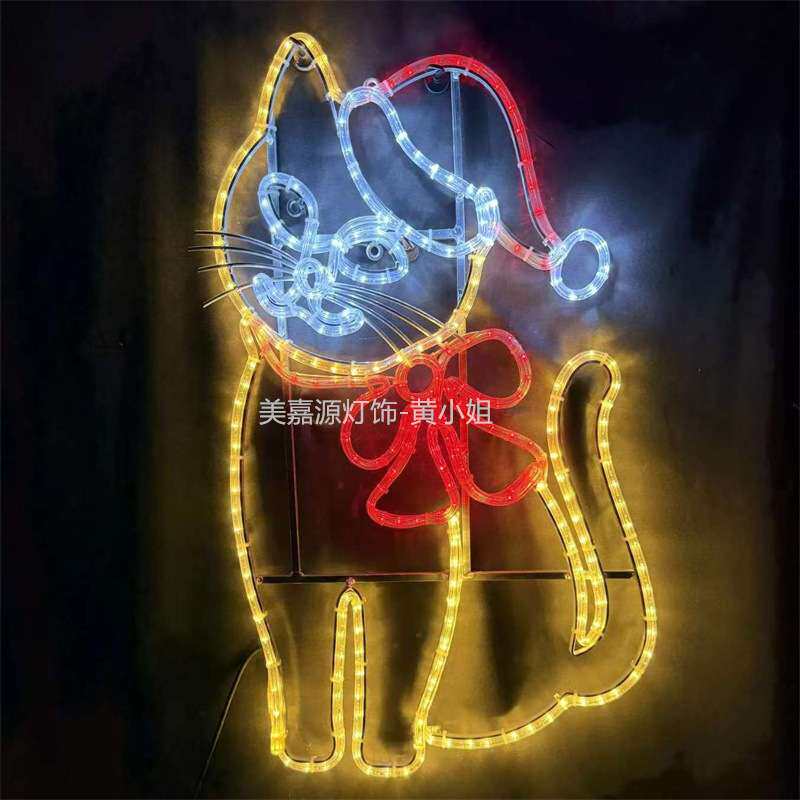 圣诞动物造型灯 3D发光模型灯具 街道商场节日装饰灯 小狗猫猫灯