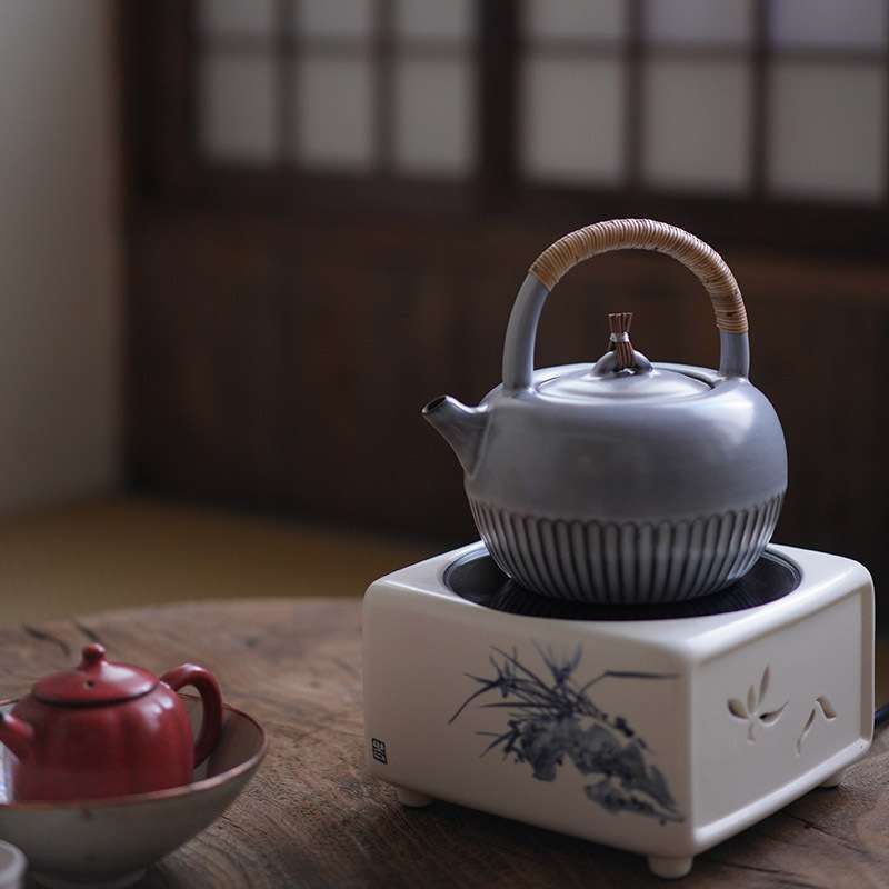 新品梵山堂苏打釉菊瓣陶壶老岩泥山楂红煮茶壶仿古白泥烧水泡茶壶