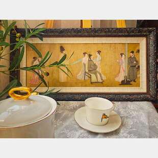 新中式韩熙载夜宴图复古艺术装饰画玄关壁画入户书房茶楼过道挂画