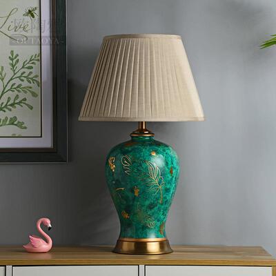8V陶瓷台灯美60227IEC式奢欧式轻复室古新中式绿色别墅客厅沙发角