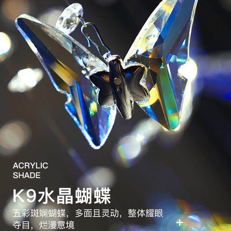 轻中奢厅灯别客灯墅楼281梯间空旋转简约后现代酒店蝴蝶水晶吊装
