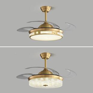 全铜现中餐厅风扇式灯简代约YSL1830新款吊灯中国风卧隐室形静音
