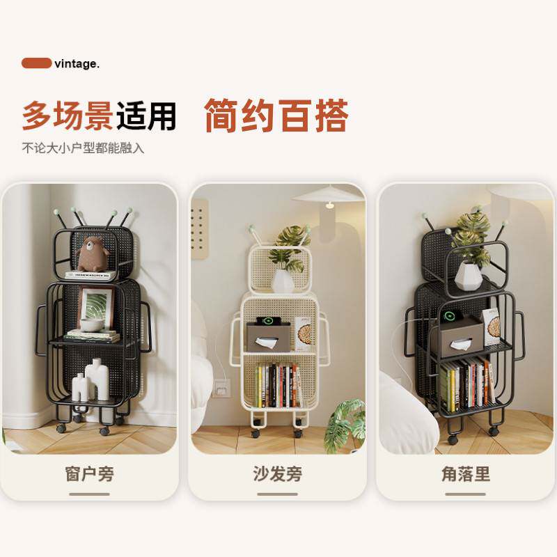 书架带滑轮落地置物架客厅创意靠墙简易书柜收纳架宿舍艺术储物架