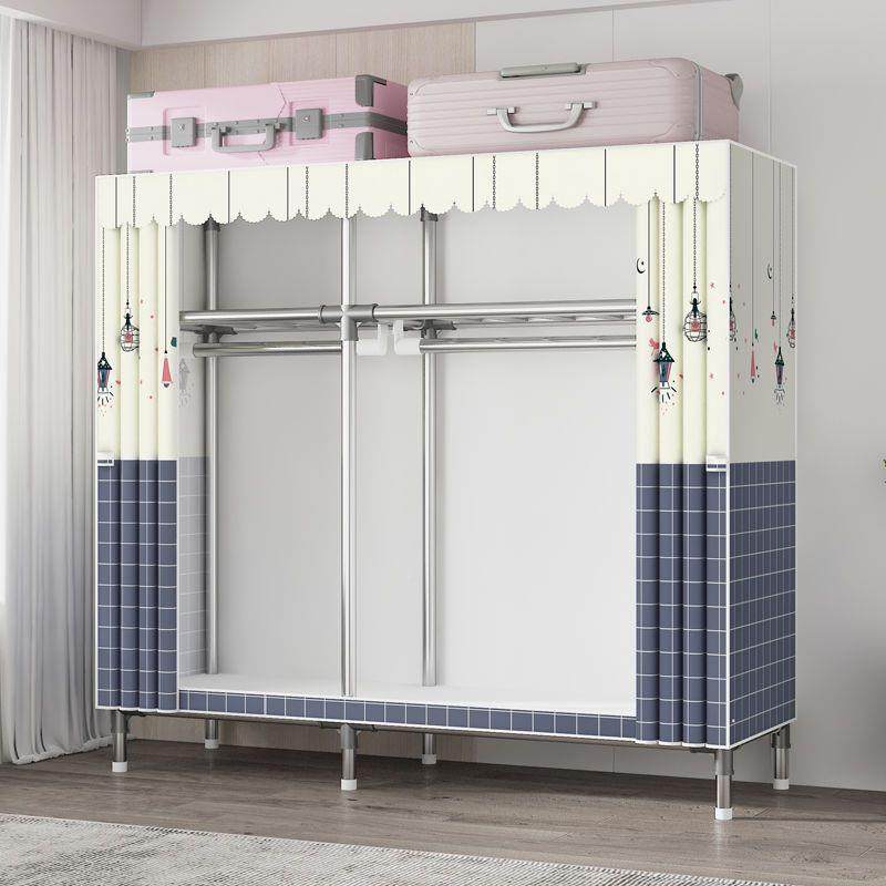 钢管加柜布衣柜加粗固易衣柜简家用出租见详情屋收纳单人双人挂衣