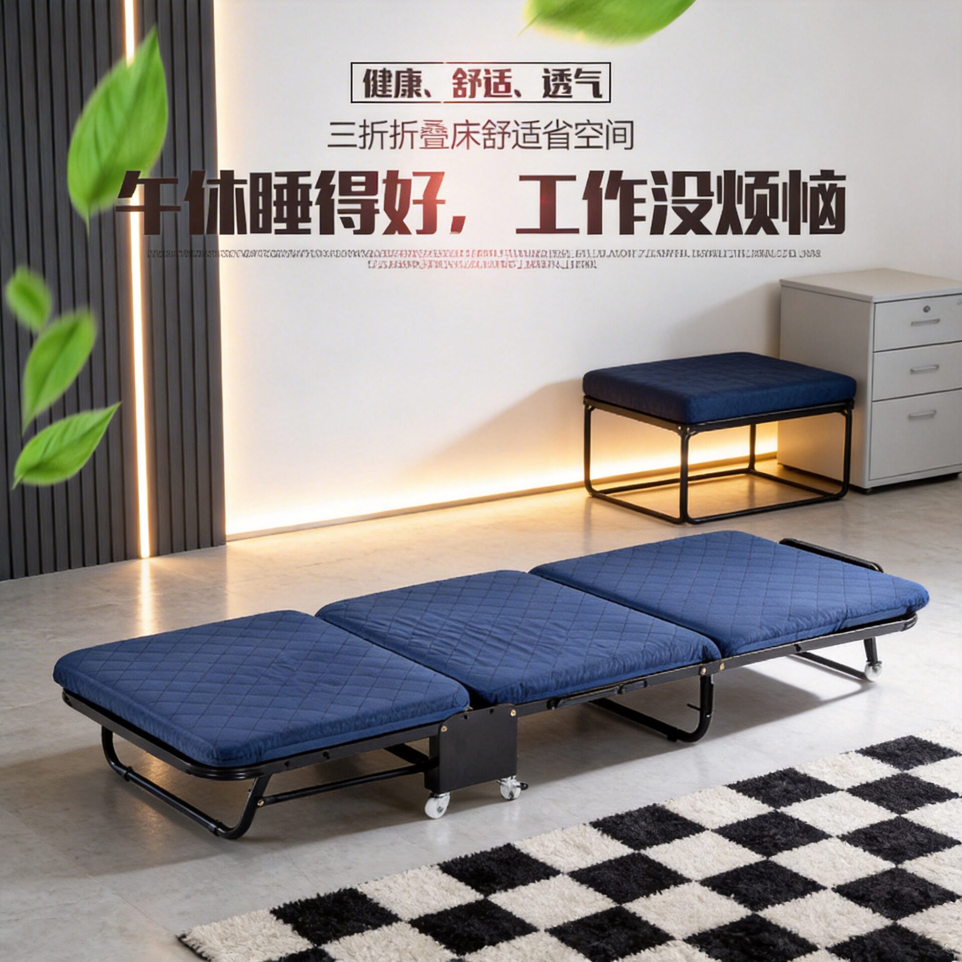 厂家直供折叠床单人午休睡工具家用单人简易办公室收缩海棉硬木板