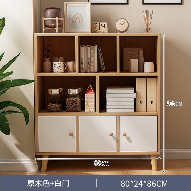 书柜书卧架见详情简易落地收纳柜带物柜门客厅物置架书房室靠墙背板储柜