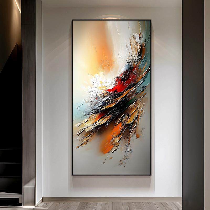 现AL102724代约赵无极手绘油画抽象肌理大芬玄关挂道画走村廊过简