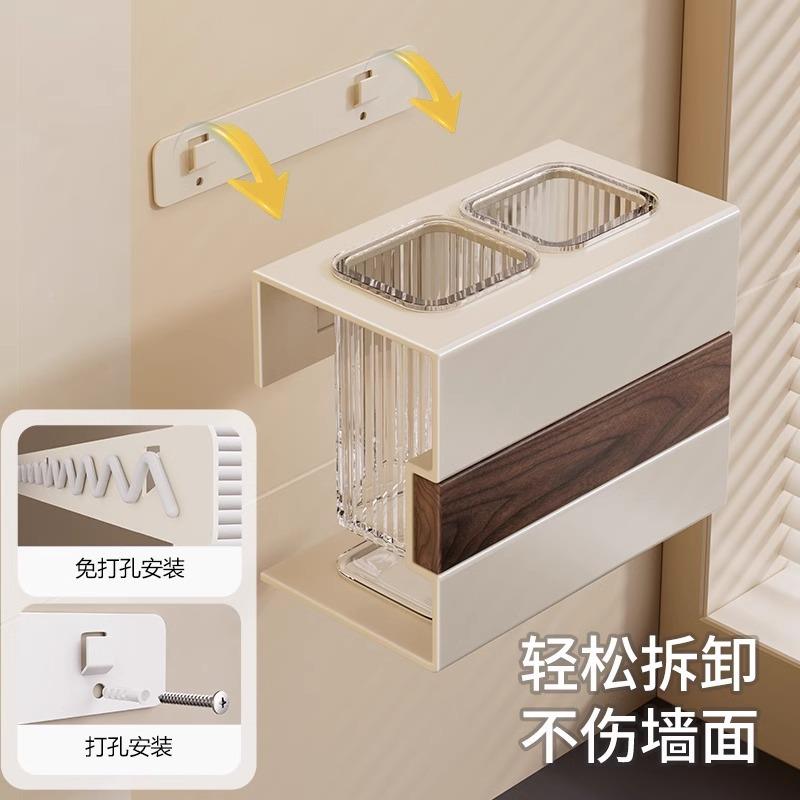 子家用收纳筷子筒沥水挂筷子筒式厨房置物架实筷壁木收纳多架功能