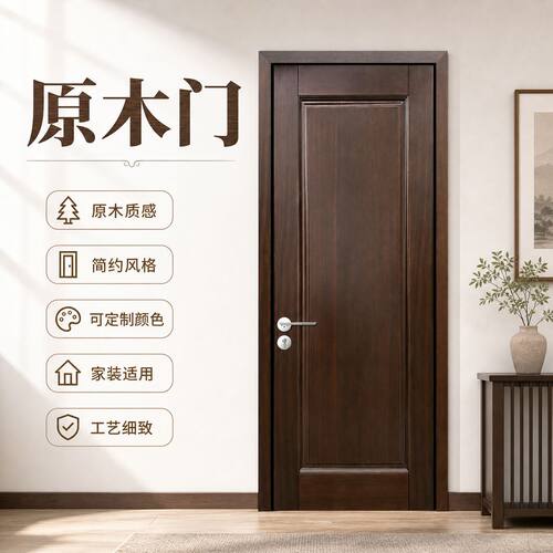 新中式家用室内房间门胡桃木原木卧室门平开整套隔音抗压入户门