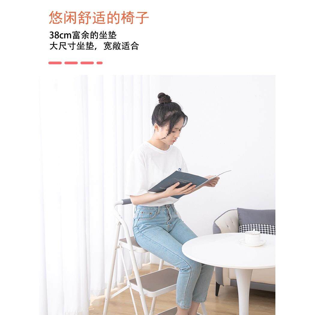 家用缩折叠梯子登F9679T96架高新梯人字梯扶梯伸花防滑置物架子三