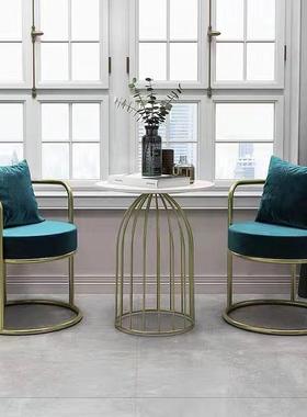 奶油风阳台桌XPP三宿件套茶椅桌椅组合家用轻小户型奢创意洽谈民