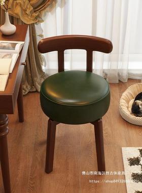中古梳凳TOX妆椅实木可旋转化妆妆椅女生卧室梳台靠背风椅子复古