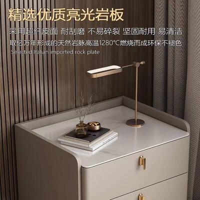 双抽岩板奢床头柜现皮代轻简极床头柜CTG-205实木质网红收纳柜整