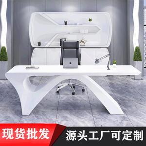 广东时尚总理管裁办烤漆公桌简约现代班台经桌主桌大黑白色烤漆老