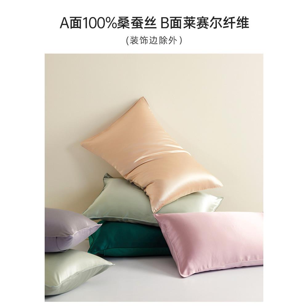 RI0T真丝枕套经典单简约纯色桑丝枕头套苏州丝绸单人一面F7669587