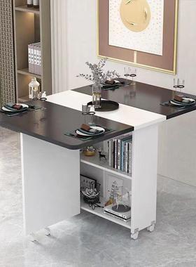 折叠餐桌家用移小户型简易多功能可动带轮出房长桌方形租ACI吃饭