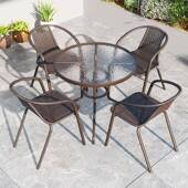 庭院露天户桌椅水防防晒休闲666折一桌四椅花园院子叠喝茶组合套