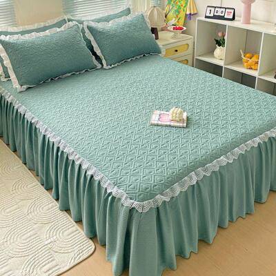 四季通用款夹棉泡泡床棉防滑韩蕾丝床垫pxx10031新保护版罩公主风
