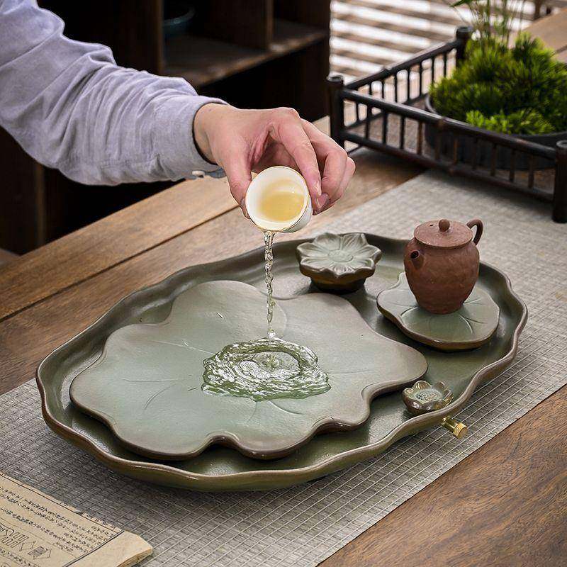 瓷茶台家用干泡办公室小型CDE茶台茶托盘简盘约茶台储水式干陶炮