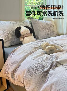 224磨新款全棉加厚毛床上四件套100纯床AL101115单被套三件套0床