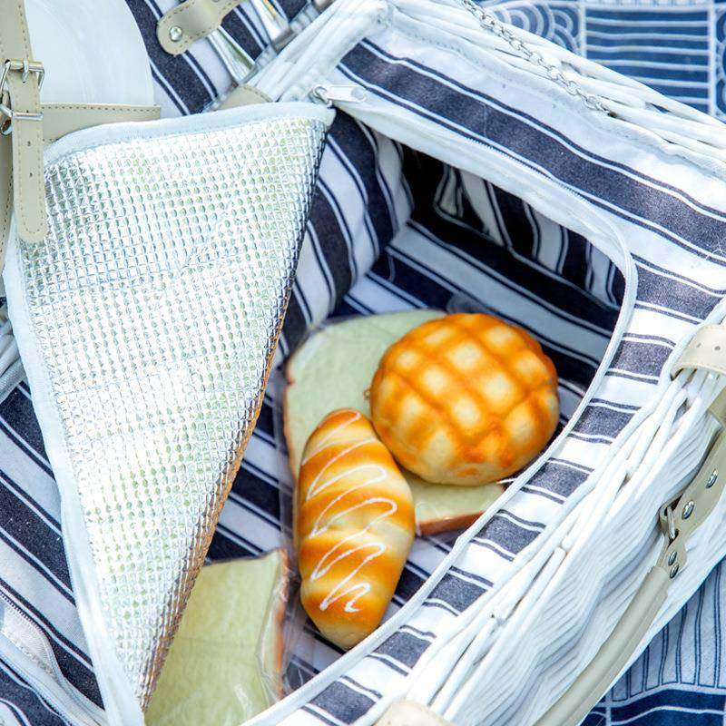 ◇储野篮子藤编带餐具野盖餐筐手提带保温收餐纳F$ph(^ld筐旅行户