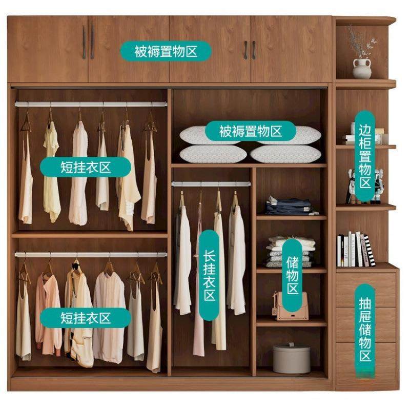 实木柜家用室出卧租用现代简约房组装经衣济型VHW免安装推拉门衣