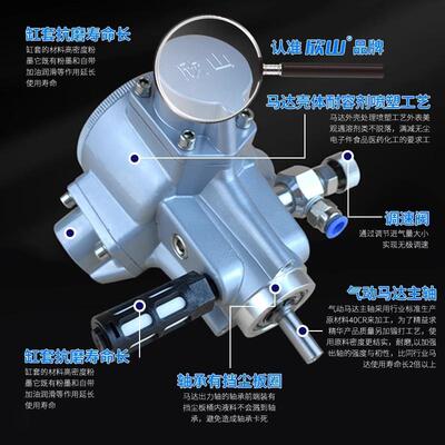 XS-S010活塞式动马配气动电机可正反气转调773速减速机达搅拌机