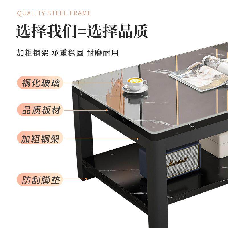 茶几客厅家用现代约小办公简室钢803桌化玻璃户型出租屋茶几荼小