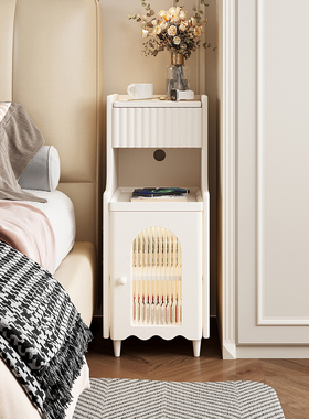 夹缝床头柜现代简约小型极窄t超窄迷你奶油风20CM收纳柜30CM小边