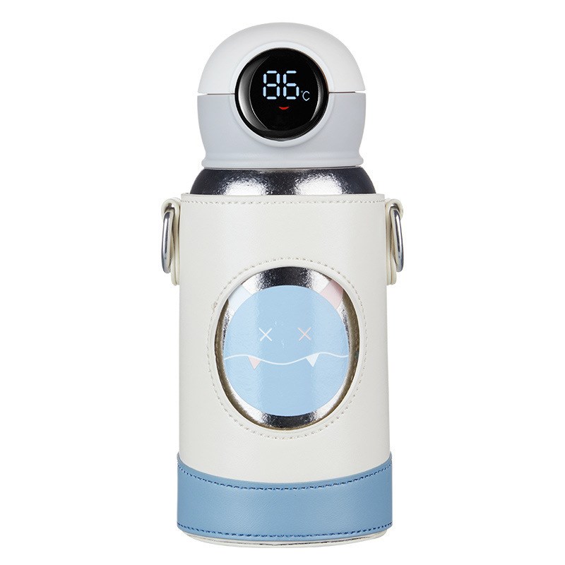 纯钛儿童保温杯宝宝水杯智能显温一杯三盖小学生上学便携吸管杯子