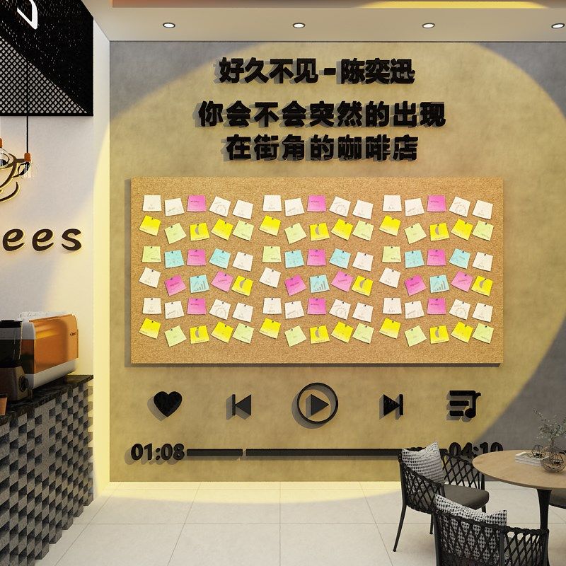 歌词墙贴打造网红咖啡角装饰面贴拍照区氛围布置毛毡板奶茶店卡厅,家居饰品,文化墙贴,淘宝优惠券,粉丝福利购,淘宝优惠卷