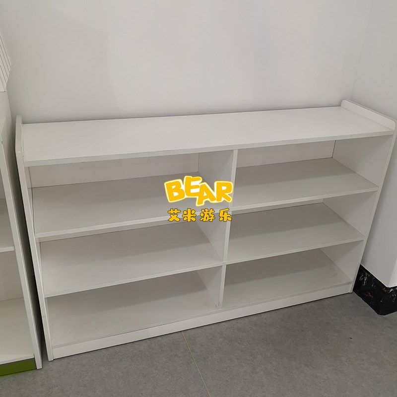 诺莎白色烤漆儿童实木分区柜玩具柜幼儿园书架收纳架储物柜可定制