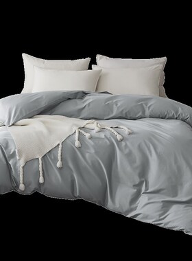 纯色全棉纯棉被罩单人155x215cm双人2米4x2J米4被套单件150x210cm