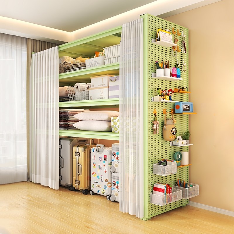 防尘帘置物架下空式多层阳台储货架客厅超市快递收纳落地角钢铁架