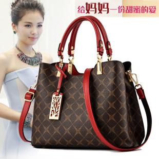 时尚 女士大气婆婆中年斜挎手提包大容量 真皮女包包送妈妈2021新款
