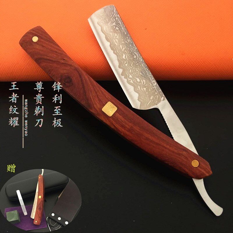 老式手动刮刀理发师剃须刀刮脸汗毛刮胡刀纹路剃刀光头削发刀