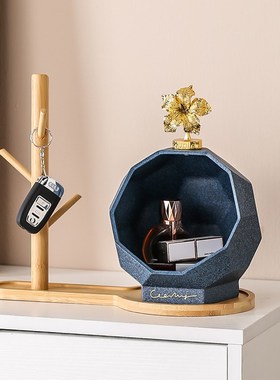 球轻奢玄关钥匙收纳摆件北欧创意桌面杂物客厅家居装饰挂钩置物架