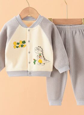 宝宝秋装衣服分体婴幼儿洋气小套装男宝秋季两件套薄绒保暖外出服