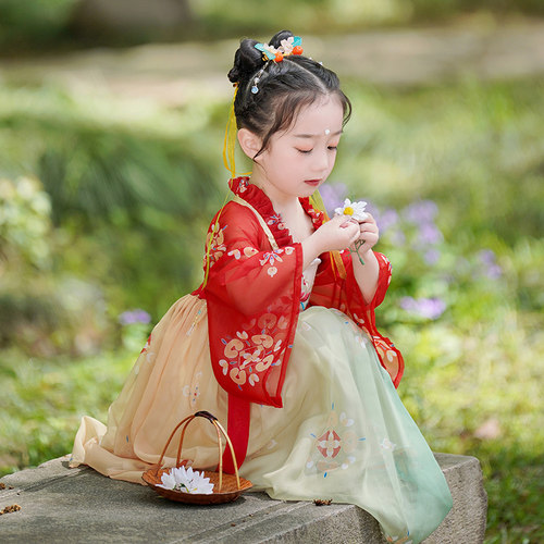 女童汉服夏款小女孩中国风古风超仙连衣裙儿童唐装襦裙高端汉服裙