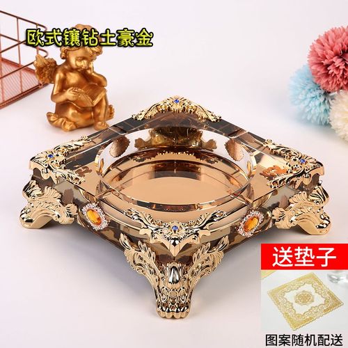 创意个性潮流家用客厅水晶玻璃烟灰缸多功能时尚大号定制轻奢烟缸