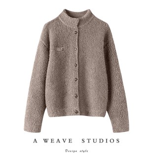 毛巾圈加厚毛衣开衫 色100%纯山羊绒衫 女宽松外套 意式 一万个推荐