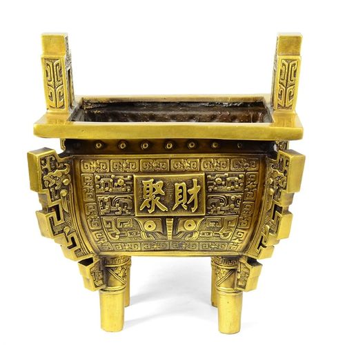 鼎摆件纯铜招财聚财方鼎四方鼎镇宅家用客厅办公室工艺品商务礼品