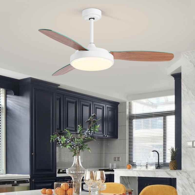 实木风扇灯简约现代家用客厅餐厅吊扇灯变频静音大风力电风扇吊灯