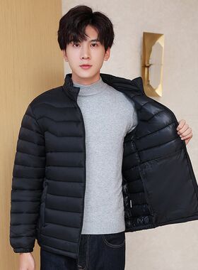 男式新款轻薄款羽绒棉棉服男式立领冬装外套加大码男装棉衣厚外套