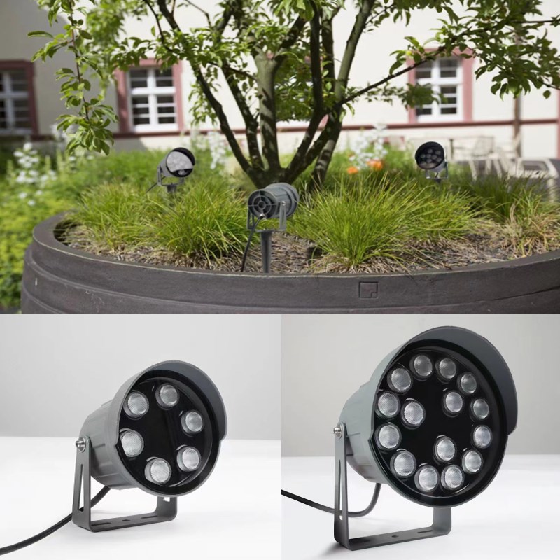led户外防水照树灯6w背景墙投射灯220v花园别墅小区庭院18w射树灯