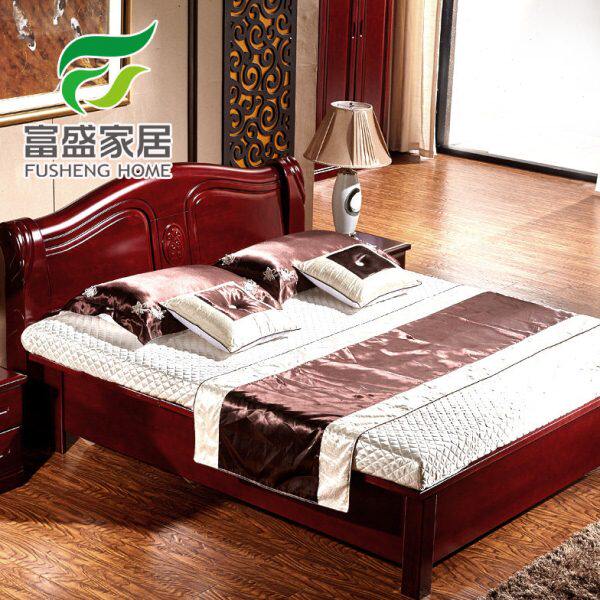 富盛双人床1.8 1.5米实木床 储物高箱气压床婚床 现代中式家具209