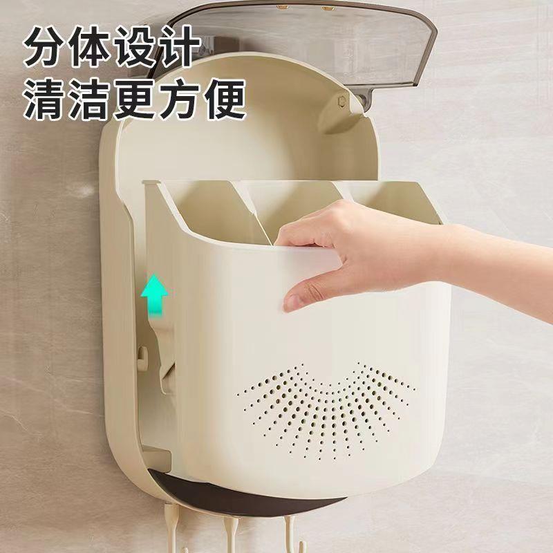 高档餐具筷子收纳盒壁挂式家用筷子筒厨房置物架筷子篓筷笼勺子桶