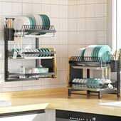 酷太厨房置物架碗碟碗盘收纳架沥水架壁挂多功能放碗架碗筷收纳挂