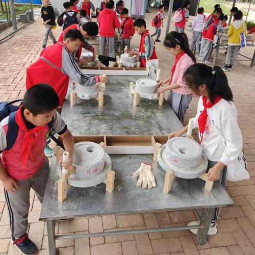 小石磨家用小型复古豆浆豆腐手动推磨盘机幼儿园活动老式石墨磨子