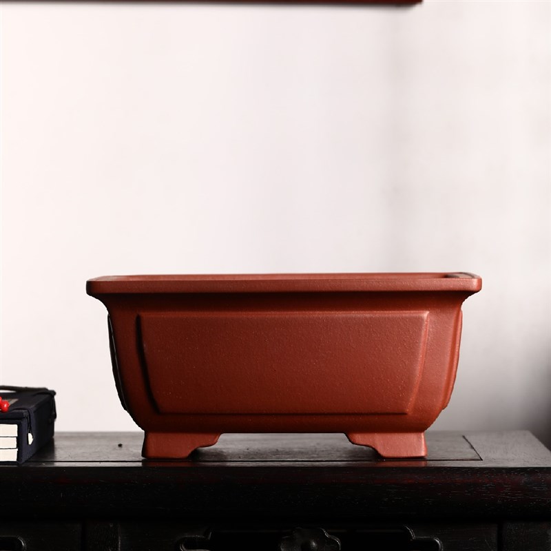 现货紫砂花盆盆景盆王永清奎面马槽盆一颗Q印长方盆手工精品盆